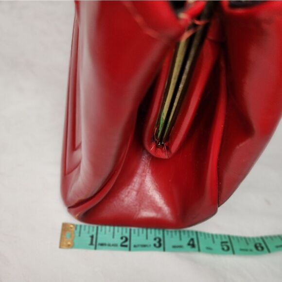 50s Shiny Red Purse Handbag - Picture 12 of 15